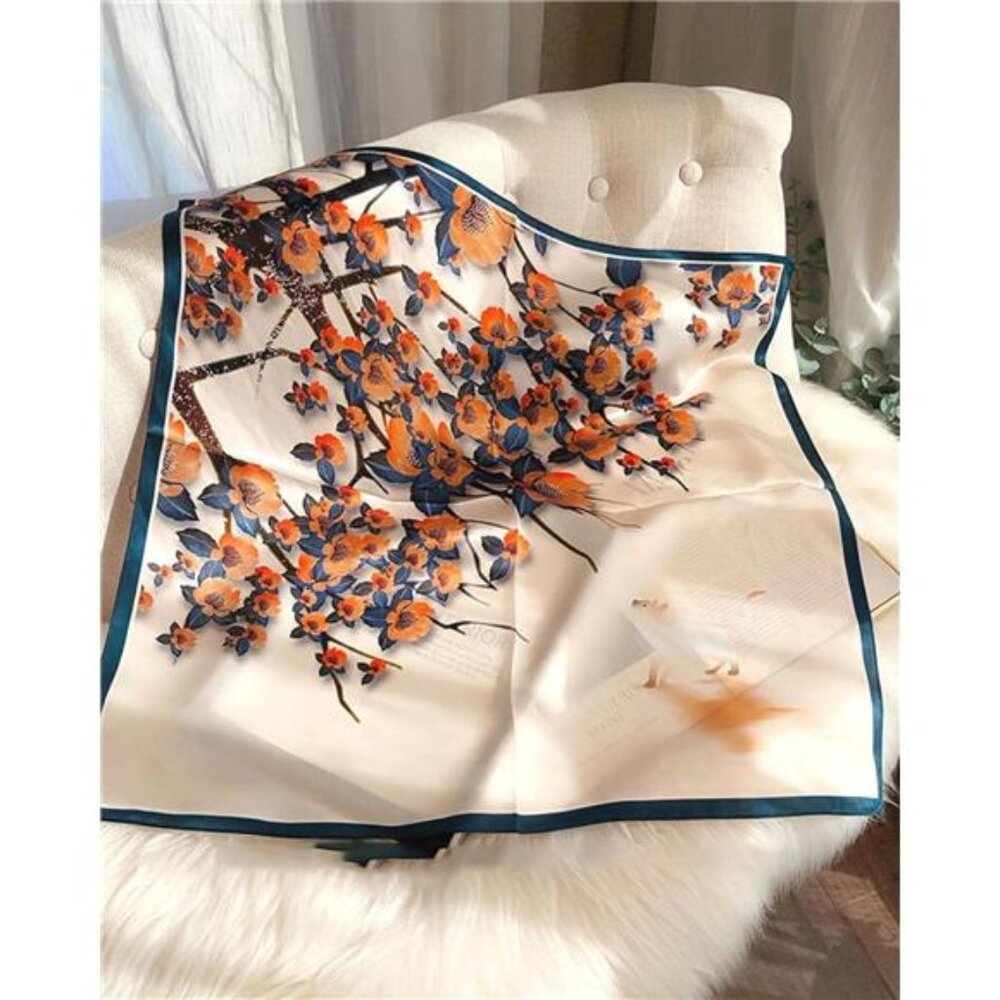 100% Pure Mulberry Silk Square Scarf 27"x27" Women Neckerchief - Picture 2 of 6